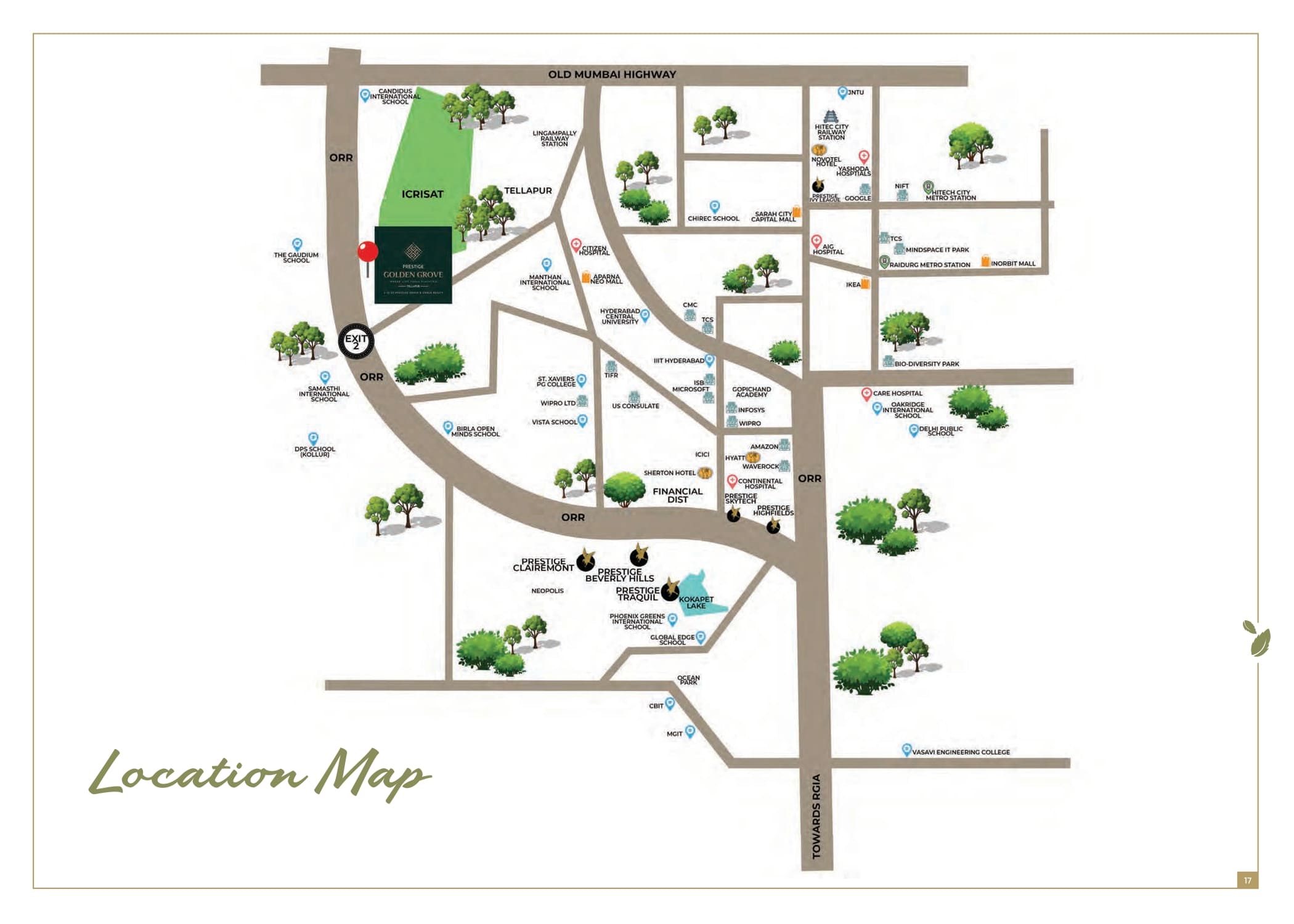 Prestige Golden Grove Tellapur Location Map